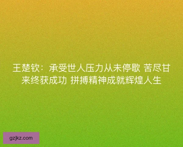 王楚钦：承受世人压力从未停歇 苦尽甘来终获成功 拼搏精神成就辉煌人生